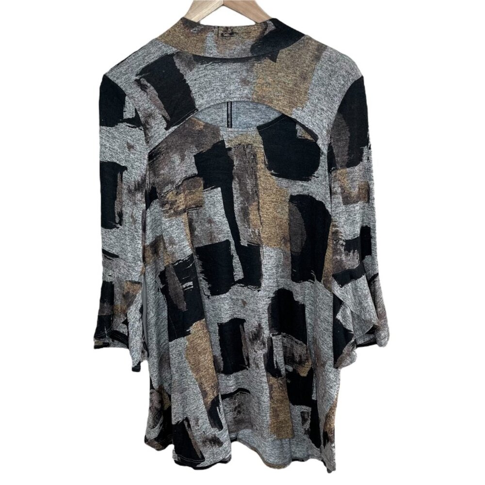 Ic Connie K Womens Lagenlook Abstract Art to Wear Tunic Top Size M
